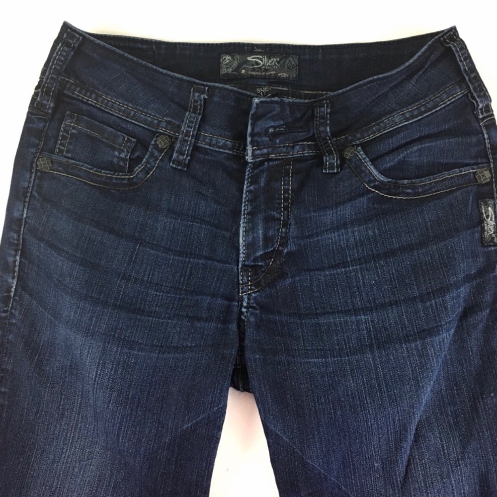 Silver Dark Wash Straight Leg Blue Jeans Sz 27